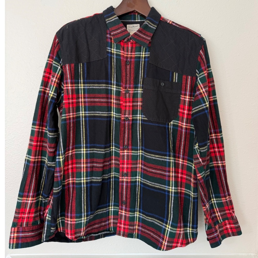 LL Bean Mens Heritage Scotch Plaid Flannel Shirt Slightly Fitted Untucked Fit XL